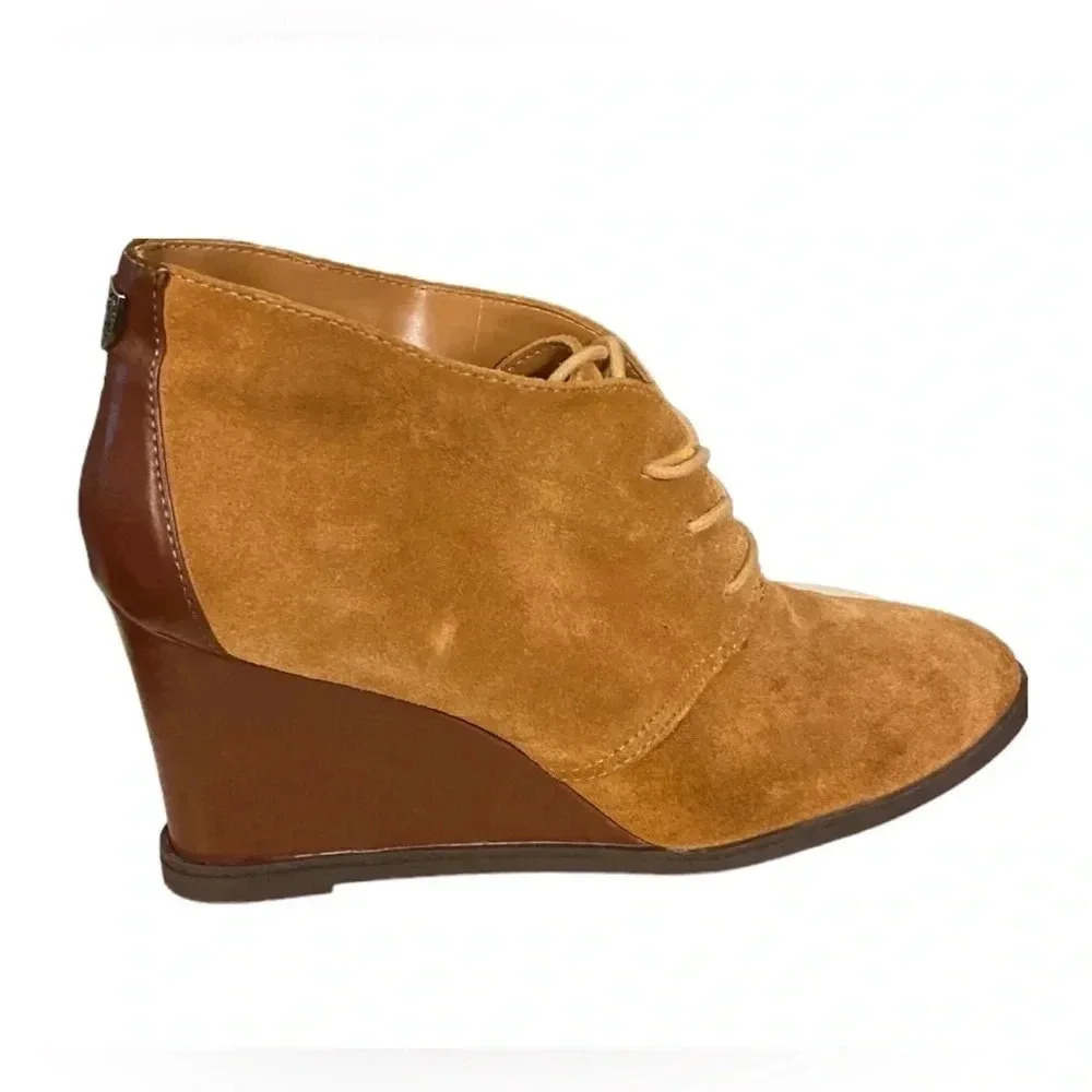 ETIENNE AIGNER | Camelot Zita Leather Ankle Wedge Booties Size 9.5M (NEW)